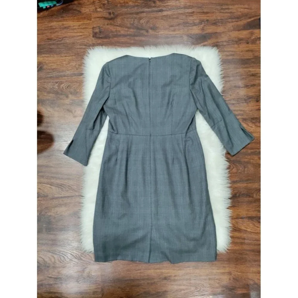 80's Pendleton 100% Wool Black & White Houndstooth Sheath Midi Dress 12 P - Picture 6 of 16